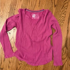 Pilcro Pink Waffle Thermal Long Sleeve Top